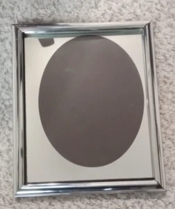 RECTANGULAR FREE STANDING/WALL HANGING SILVER COLOR PICTURE FRAME W/OVAL MIRROR - Picture 1 of 2
