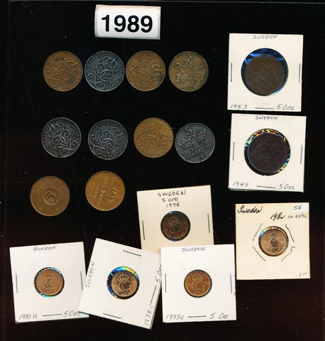 SWEDEN - 5 ORE MIXED - 17 COINS - #1989 Cover