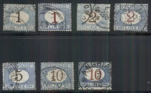 ITALY #J13/20 1-10lira Postage Dues, brown & magenta numerals, used, Scott $142 - Picture 1 of 1