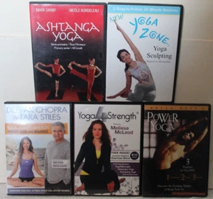 5 yoga workout DVD lot Ashtanga sculpting 4 strength Bryan Kest's power Chopra - Bild 1 von 7