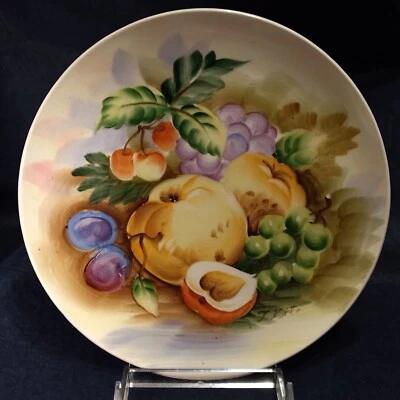 Handpainted Ceramic Plate 8.5" Fruit T Kito 1940s - Image 1 of 4