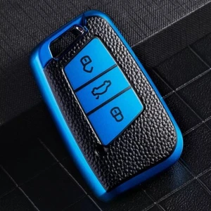 Funda de llave adecuada para VW Passat B8 Arteon Skoda Superb Keyless azul cuero - Imagen 1 de 1