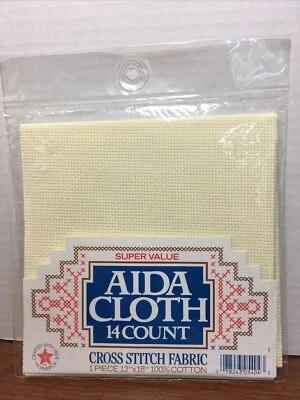 Super Value Aida Cloth 14 Count Cross Stitch Fabric 12"x18" Ivory New in Package - Image 1 of 4