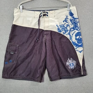 Mossimo Supply Co Men Swimwear 36 Gray Grunge Y2K Boardshorts READ - Picture 1 of 13