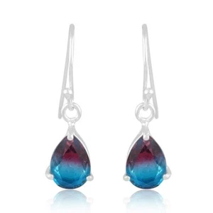 Alexandrite Gemstone Pear Shape Sterling Silver Earrings Popular Bridal Jewelry - Picture 1 of 9