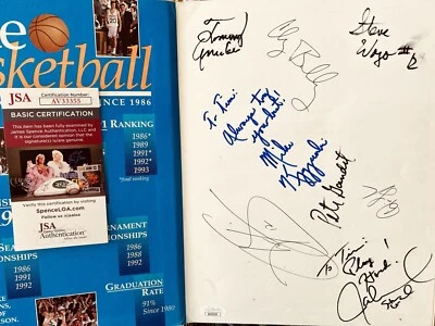 Duke Basketball Legends signed 1993 Yearbook Mike Coach K Krzyzewski Amaker JSA - Image 1 of 2