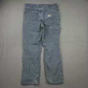 VTG Carhartt Faded Blue Green Canvas Cargo Pants Mens 34x32 (fits 30x28) Grunge - Picture 1 of 8