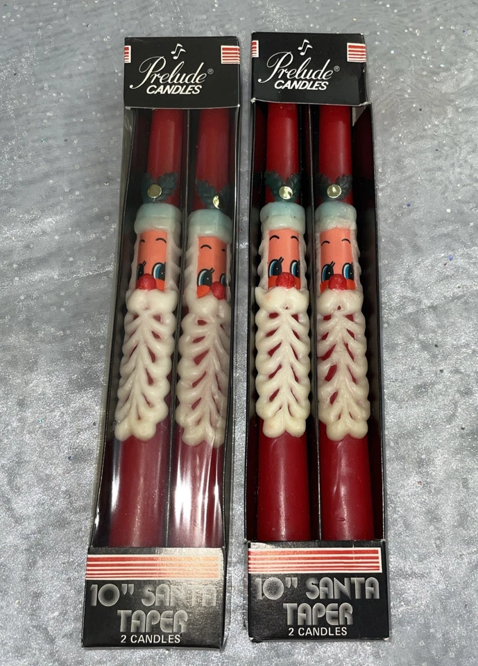 Santa & Holly 10” Candelabros Decoración Navidad 2 Pares-Cajas Originales Foto 1 de 4