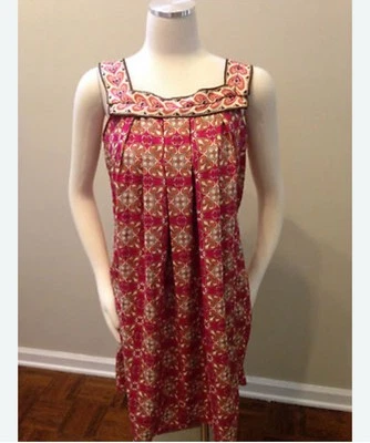 Vestido Max Studio Shift Elastizado Marrón Rosa Mod Estampado Geométrico Remolino Grande Forrado Foto 1 de 4