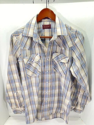 Levi's Western Shirt Mens S Multicolor Plaid Snap Front Cowboy USA 1980s Vintage - Image 1 of 4