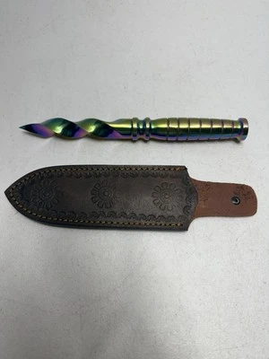 Daga espiral Kris 10” de largo y 1” de diámetro sólido anodizado D2 rodamiento de bolas acero Foto 1 de 4