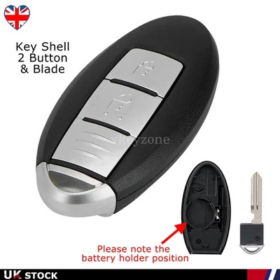 2 Button Remote Key Fob Case Shell For Nissan Micra K13 Juke Leaf Note Qashqai