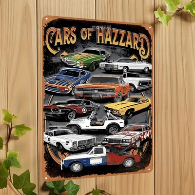 Letreros de metal de hojalata vintage "Cars of Hazzard" - arte de pared retro de 12x8 pulgadas con clásicos Foto 1 de 4