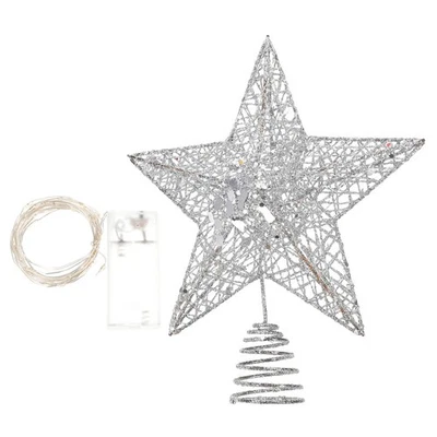 1 Set Glitter Tree Topper Star Creative LED String Lamp senza batteria (argento) - Immagine 1 di 4
