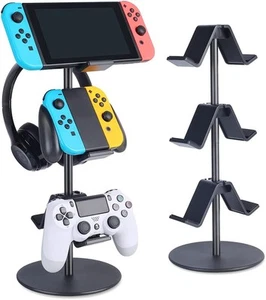 Controller Stand 3 Tier,Headphone Holder, Multi Adjustable Game Smart Black - Picture 1 of 6