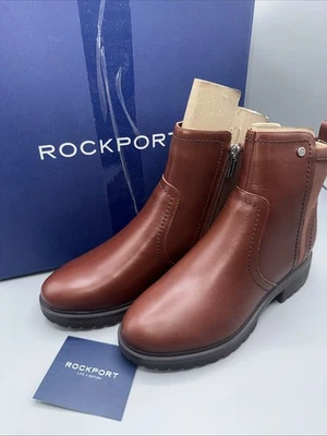 Rockport Mujer Isalina Botines Medianos Marrón Cuero Taco Mujer’s 6.5M- Nuevo en Caja Foto 1 de 4