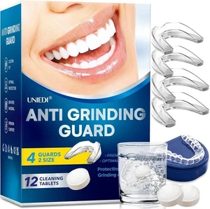 Anti Grinding Mouth Guard for Teeth Clenching at Night 4 Guards & 12 Clean Tabs - Picture 1 of 7