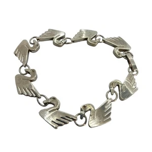 Vintage Womens Bracelet Swan Bird Duck 925 Sterling Silver Duck Geometric - Picture 1 of 3