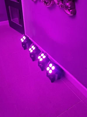 4x Stagg Wireless Battery Wireless DMX Uplighters Wash HEX Effect DJ RGBWUVA - Image 1 of 4