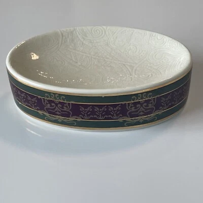 Jabón de cerámica vintage Croscill Dunhill plato de baratija Cottagecore Foto 1 de 4