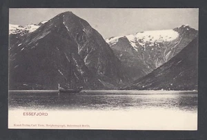 NORWAY 1900s SHIP IN ESSEFJORD POSTCARD UNUSED - Picture 1 of 2