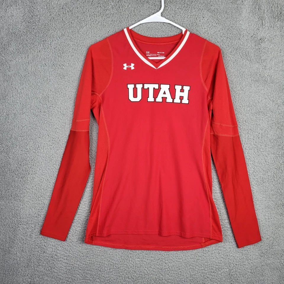 Under Armour Utah Utes Long Sleeve Volleyball Jersey Women's S Red 1326614