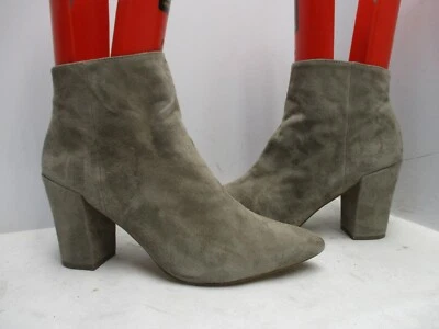 Botas femininas STEVEN Lidiaa couro camurça cinza com zíper salto alto tornozelo tamanho 10 B - Imagem 1 de 4