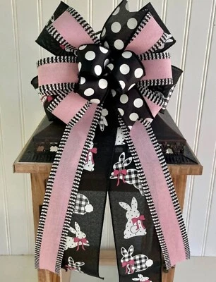 Arco de Pascua, arco de conejito negro y rosa claro, arco de decoración, arco para corona SOLO ARCO Foto 1 de 2