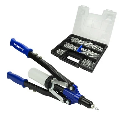 HASKYY® pinza per rivetti pinza per rivetti ciechi pinza per rivetti a leva 3,2 mm - 6,4 mm incl. 150 rivetti in alluminio