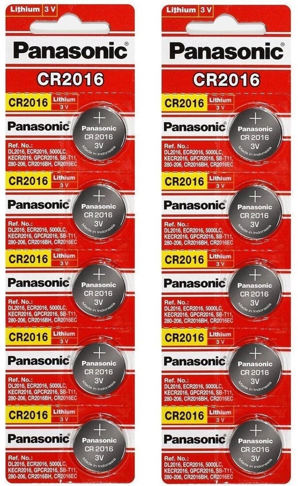 10 x PANASONIC CR 2016 CR2016 CR2016 LITHIUM COIN CELL Button Battery Exp 2030 - Imagem 1 de 1