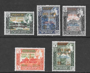 ADEN-KATHIRI STATE OF SEIYUN. Sg#99-102 & 105. World Peace Surch+Overprints. MH - Picture 1 of 2