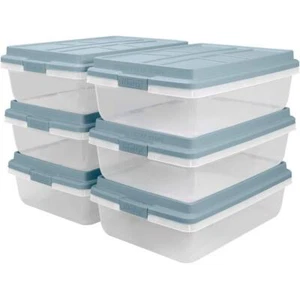 Hefty Storage Bin 40-Qt 6-Units w/ Hi-Rise Lid Design in Plastic Clear Base - Picture 1 of 6