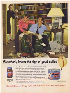 Anuncio impreso Maxwell House Coffee Dad & Son 1950 matemáticas tarea - Imagen 1 de 1