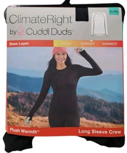 Climate Right Cuddl Duds donna peluche caldo manica lunga girocollo nero taglia XL nuovo - Foto 1 di 2