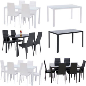 Kitchen Dining Room Table Chair Option Glass 120/140cm Dinner Party PU Chairs