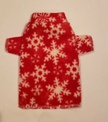 Red w/ Snowflakes Long Sleeve Shirt Dog Puppy Pet Apparel Clothes - XXXS - Image 1 of 2