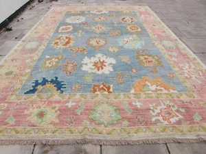 Vintage Traditional Hand Made Turkish Oushak Oriental Wool Blue Carpet 468x330cm - Picture 1 of 12