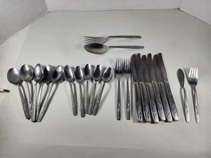 Oneida 22 Pc Lot Custom Stainless Roseanne Rose flatware mix Set USED - Picture 1 of 14