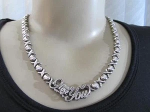 Collana Vintage Ti Amo XOXO Argento Sterling 19” Italia 40,6 grammi - Foto 1 di 10