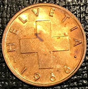 HIGH GRADE UNC NICE TONING 1966 SWITZERLAND 2 RAPPEN COIN-OCT531 - Picture 1 of 2
