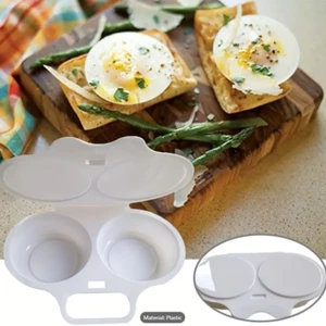 2pcs Home Kitchen Gadget Microwave Poached Egg Quick Steamer Cooking Egg Cooker - Picture 1 of 15