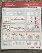 Air Canada Boeing 777-300ER Safety Card 