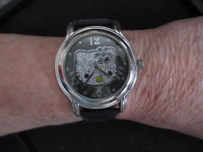 Collectable Hello Kitty Women's Watch Sanrio Black Face Silver Kitty  Black Band - Image 1 of 4