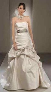 Watters Brides 2084 wedding dress 12 Ivory Satin Strapless Fit & Flare TALL 70" - Picture 1 of 6