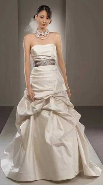 Watters Brides 2084 wedding dress 12 Ivory Satin Strapless Fit & Flare TALL 70" - Image 1 of 4