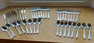 Beaded Round Tip Stainless Steel Forks Knives Spoons Teaspoon Set 8/5 Pc = 40 - Picture 1 of 11