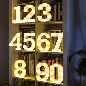LED Light Up Numbers 22cm White 0-100 Birthday Party Celebration Stand / Hang - Picture 1 of 53