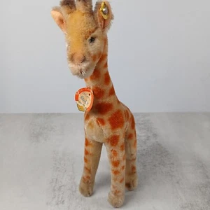 Vintage Steiff Giraffe 28cm 6328,00 Ear button Partial Tag Chest Tag (1954-1974) - Picture 1 of 10
