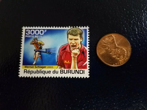 Werner Schlager Table Tennis 2011 Republique du Burundi Perforated Stamp Cover
