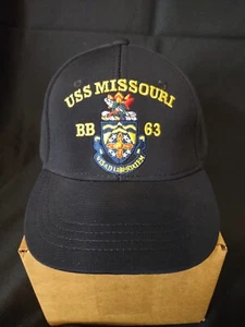 USS Missouri BB 63 Adjustable Baseball Hat Cap Navy Blue Patch Insignia - Picture 1 of 4
